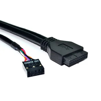 2 Port USB 3.0 Hub Splitter HD Audio 3.5 mm Ausinių Lizdas Mic Sąsaja Priekinis Skydelis Atramos Adapteris, skirtas PC 20 Pin 3.5