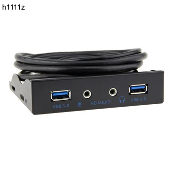 2 Port USB 3.0 Hub Splitter HD Audio 3.5 mm Ausinių Lizdas Mic Sąsaja Priekinis Skydelis Atramos Adapteris, skirtas PC 20 Pin 3.5
