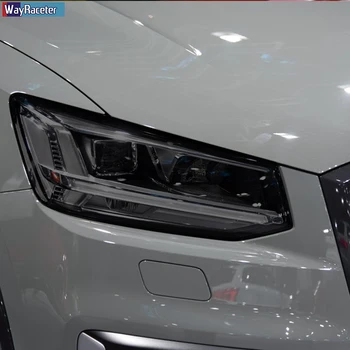2 Vnt Automobilių Žibintų Apsauginės Plėvelės Apsaugos Vinilo Skaidri Juoda TPU Lipdukas Audi Q2 SQ2 2016-Pateikti Priedai