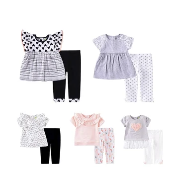 2 vnt/komplektas kūdikių, mergaičių drabužiai nustatyti trumpas rankovės marškinėliai + kelnės 12-24M baby girl drabužiai kūdikiams laisvalaikio kostiumas