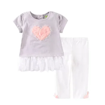 2 vnt/komplektas kūdikių, mergaičių drabužiai nustatyti trumpas rankovės marškinėliai + kelnės 12-24M baby girl drabužiai kūdikiams laisvalaikio kostiumas