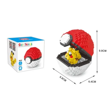 20 Stiliaus Pokemon kamuolys blokai mažų dalelių mini pastato surinkti Pikachu žaislą švietimo žaislai