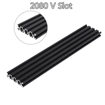 200-1000mm Black 2080 V-Įpjovos Aliuminio Profilių Ekstruzijos Rėmas CNC Lazerinis Graviravimas, Medienos apdirbimo Staklių 