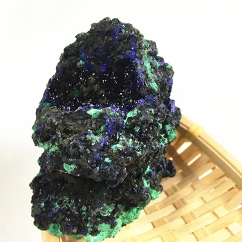 200-240g retas gamtos Mėlyna geležies rūdos malachito pavyzdys gijimą, kristalai žalias akmuo, vidaus apdailos&kolekcija
