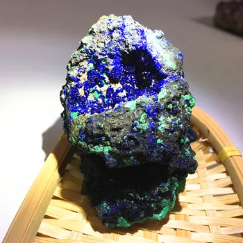 200-240g retas gamtos Mėlyna geležies rūdos malachito pavyzdys gijimą, kristalai žalias akmuo, vidaus apdailos&kolekcija
