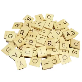 200 Vienetų Scrabble Žaidimas Kryžiažodis Mediniai Mokytis Raidžių, Žodžių, Švietimo Dovana Vaikui 