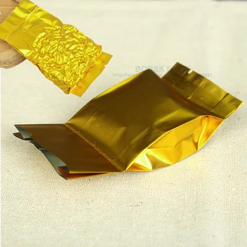 200pcs - Aukso/Sidabro Aliuminio folija padengtas Šilumos antspaudas Pusėje Gusset Dulkių Maišelis Arbata Pakuotė Maišelis