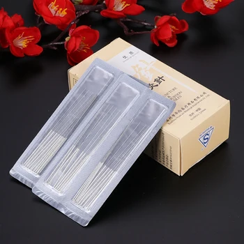 200pcs/box 0.25/30/35/40mm tradicinių sidabro rankena akupunktūros adatos daugkartinio naudojimo aliuminio pakuotės adatų masažas