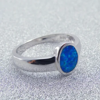 2016 Naujas Fine Jewelry 925 Sterlingas Sidabro Paprasta Stiliaus Žiedai Ovalo Supjaustyti Blue Fire Opal Moterų Žiedai Vestuves