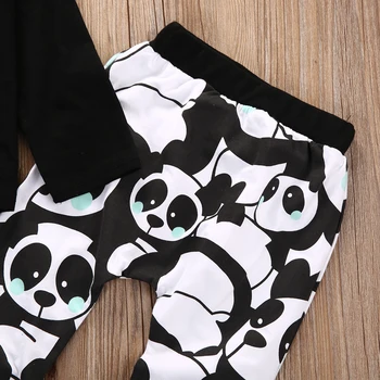 2016 naujų rudens mados kūdikis animacinių filmų Panda drabužių rinkinius, Berniukų, Mergaičių Drabužius T-shirt Viršuje+Ziajać Legging Apranga Rinkinys