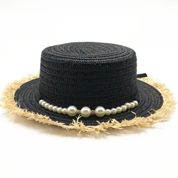 2018 m. naujas Butas viršaus šiaudų skrybėlę Vasarą, Pavasarį moterų kelionę kepurės laisvalaikio pearl beach sun skrybėlės kvėpuojantis mados gėlių mergaičių skrybėlę