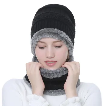 2018 M. Žiemos Skrybėlę, Šaliką Nustatyti Unisex Kietas Mezgimo Beanies Plius Aksomo Skrybėlę Vyrų Bžūp Moterų Šiltas Tirštėti Apsidraudimo Bžūp Slidinėjimo Minkštas Žiedas Šalikas