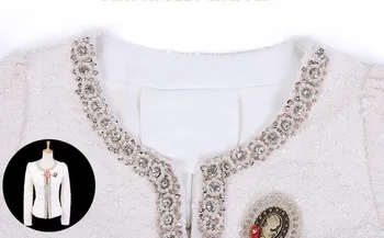2018 Naujų Moteris Rudens-Žiemos kailis trumpas Elegantiškas dizainas Zawalcowany Diamond slim ilgomis rankovėmis Plius dydis Mažas Viršutiniai drabužiai striukė