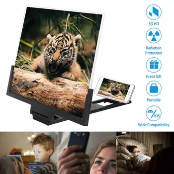 2019 14Inch 3D Ekrano Didintuvai HD Telefono Ekrane Didintuvas Stiprintuvo Stiklo su Sulankstomas Stovas CSL88