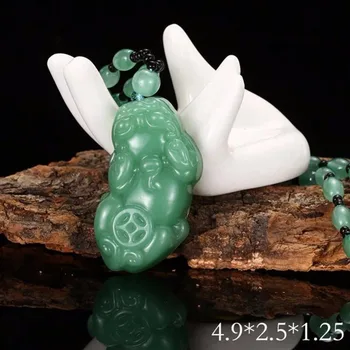 2019 Aukštos Kokybės Unikalų Gamtos Green Jade Raižyti Emerald Budos Pasisekė Amuletas Pakabukas Karoliai Moterys Vyrai Galia Pakabukas Papuošalai