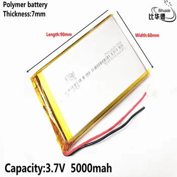 2019 Gera Qulity Litro energijos baterija 3.7 v, li - ion 706090 5000mAh akumuliatoriaus poewr Tablet PC 