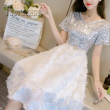 2019 Juoda Ir Balta Spalva Gali Pasirinkti Moterų Suknelė China Plunksnų Moterų Suknelės