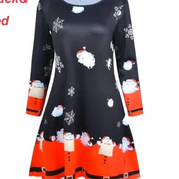2019 Kalėdų Suknelė Moterims ilgomis Rankovėmis Saldus Suknelė Plius Dydis Suknelė Ponios Kalėdų Elnias Suknelės Dydžio 5XL Skraiste Hiver Femme