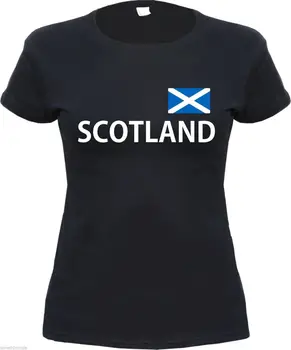 2019 Karšto Pardavimo Mados Ponios T-Shirt - Škotija - su Vėliava Print - S Iki XL - Black - Scottland UK Tee Marškinėliai