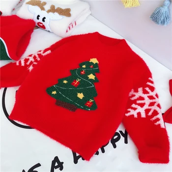 2019 m. mergytę berniukas, Kalėdų, naujų metų, drabužiai, džemperis viršūnės vaikai vaikams žiemos megztiniai