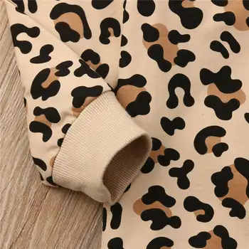 2019 m. Pavasarį Vaikai Kūdikiui, Mergaitei, Berniukui ilgomis Rankovėmis Leopard Print T-marškinėliai, Megztiniai Striukė Kailis Rudens Drabužių