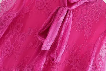 2019 m. Pavasarį, Vasarą, Naujas Lankas Nėrinių rose red zaraing za moterų Suknelė sheining vadiming moterų Nėrinių Suknelė vintage plius dydis XDN9184