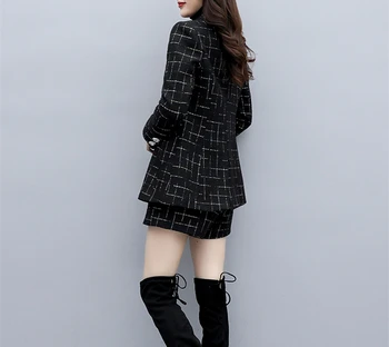 2019 M. Rudenį Pledas Office Korėjos Dviejų Dalių Kostiumai Komplektai Moterų Plius Dydis Mados Kostiumą Ir Šortai Rinkiniai Elegantiškas Olis Stilius Ponios Rinkinys