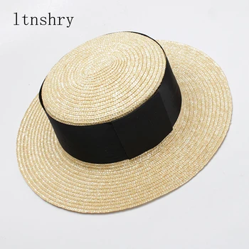 2019 Mados Vasaros saulės, Skrybėlę, Moteris Platus pusių traw skrybėlę Juodojo Kaspino Saulės Skydelis Skrybėlės Paplūdimio Sunhats Su Atostogų Paplūdimio skrybėlę Feminino