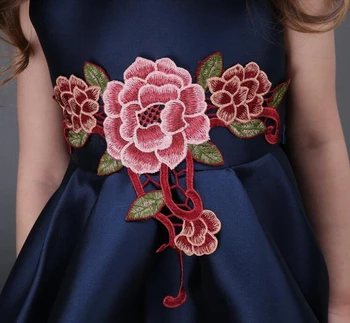 2019 Mergina Mados Suknelės gėlių Siuvinėjimas baby girl Prabangus suknelė Šalis suknelė vasaros mergaitės medvilnės Suknelė, vaikų drabužiai