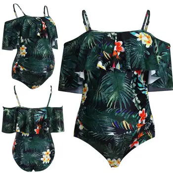 2019 Moterų maudymosi kostiumėliai, Vasarinės Plius Dydis, motinystės, Moterų Motinystės Nėščia Raukiniai Lapų Bikini maudymosi kostiumėlį Paplūdimio Kostiumas A1