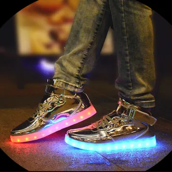 2019 Nauja EUR 25-45 USB Įkroviklis Žėrintis Sportbačiai Led Vaikai Apšvietimo Batai Berniukams Atsitiktinis Merginos apšviestas Šviesos Suaugusiųjų Sneaker