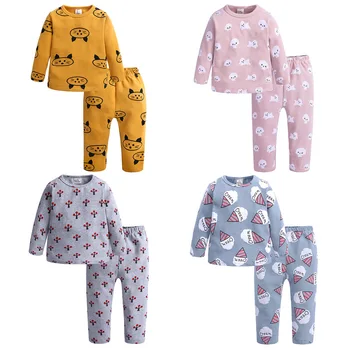 2019 Nauja Pižamos Kūdikių Berniukų Sleepwear Vaikai Medvilnės Ilgomis Rankovėmis Mados Animacinių Filmų Bananų Vaisių Pižama Mergaitėms Rudenį