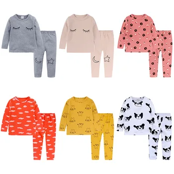 2019 Nauja Pižamos Kūdikių Berniukų Sleepwear Vaikai Medvilnės Ilgomis Rankovėmis Mados Animacinių Filmų Bananų Vaisių Pižama Mergaitėms Rudenį