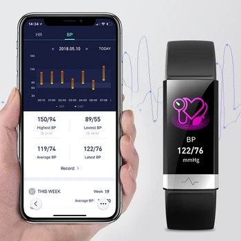 2019 Naujas kraujo spaudimą riešo juostos širdies ritmo monitorius apyrankę EKG PPG HRV smart žiūrėti su elektrokardiograma ekranas apyrankė