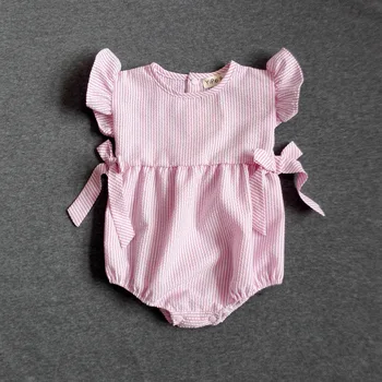 2019 Naujas Kūdikiams Vasaros Baby Girl Drabužiai Mielas Naujagimiui Drabužius Dryžuotas Medvilnės Baby Girl Dress Drabužių Kūdikiams Jumpsuit