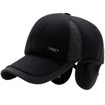 2019 naujas mados skrybėlę žiemos vidutinio amžiaus šiltas beisbolo kepuraitę vyrų atsitiktinis žiemos earmuffs kepurės sporto vyriškos kepurės