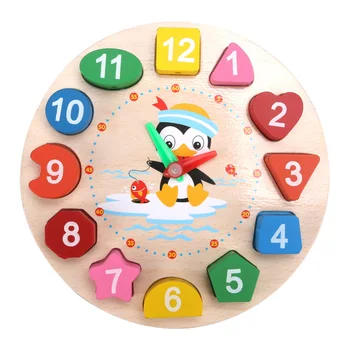2019 Naujas Skaitmeninis Laikrodis, Geometrijos Blokų, Mediniai Animacinių filmų Pingvinas mokymosi valandų Skaičius Žaislas Vaikams