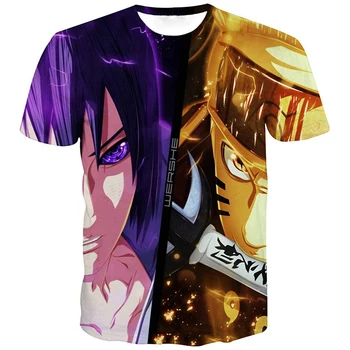2019 Naujas Vasaros vyrų / moterų marškinėliai anime simbolių Naruto Sasuke 3D spausdinimo animacinių filmų marškinėliai trumpomis Rankovėmis tee marškinėliai naruto