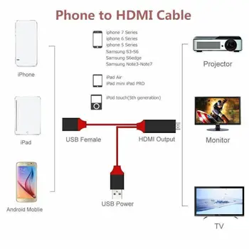 2019 Naujausias Mados HDMI Atvaizdavimo funkcija Kabelį Telefoną prie TV, HDTV 1080p Adapteris, Skirtas 