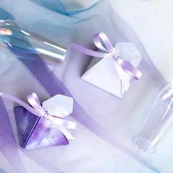 2019 NEW Purple Fantasy Žvaigždžių Saldainių dėžutė Vienaragis Piramidės dovanų dėžutės vestuvių, džiaugtis ir dovanos gimtadieniu, baby shower mergaitė berniukas