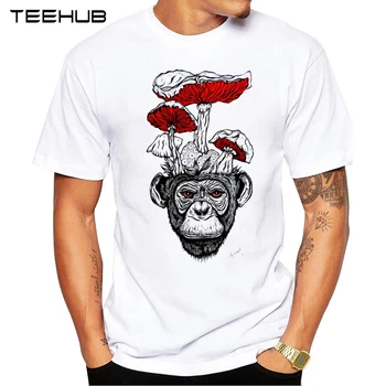 2019 TEEHUB Vyrų Mados Grybo Galva Beždžionė Atspausdinta Marškinėliai trumpomis Rankovėmis Naujovė Dizainas, Stalviršiai, Kietas Tee