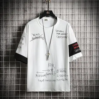 2019 Vasaros Marškinėliai Vyrams Šiaurės Atsitiktinis Asmenybės Siuvinėjimo trumparankoviai marškinėliai Veido korėjos Vyrų Prarasti Plius Dydis Streetwear