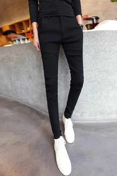 2019 vyrų kietosios spalvos kelnės korėjos versija tendencijas rudens ir žiemos ruožas atsitiktinis kelnės, vyriški laukinių plonas kojų kelnės