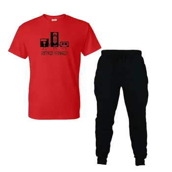 2019 vyrų vasaros atsitiktinis atspausdinta marškinėliai + kelnės dviejų dalių atsitiktinis sportinę Sweatpants Kelnės Fitness Tracksuit Kelnės