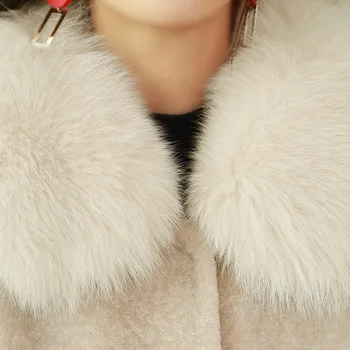 2019 Žiemos Paltai Moterims Aukštos Kokybės Dirbtiniais Fox Plaukų (Kailio apykaklė Kailis Storas, šiltas vientisos spalvos Neįvertinta Prabanga Dirbtiniais Kailių Paltai