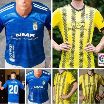 2020 2021 Real Oviedo IBRA maillots de kolumbijos 20 21 R. FOLCH Y. Camiseta de kolumbijos para hombre, camiseta de kolumbijos blanc bleu