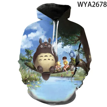 2020 Animacinių filmų Anime Totoro 3D Spausdinimo Hoodies Vyrams, Moterims, Vaikams Laisvalaikio Marškinėlius Streetwear Kawaii Berniukas Mergaitė Vaikai Megztinis Drabužiai