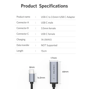 2020 CABLETIME USB C Adapteris Aux 3,5 mm Ausinių Lizdas OTG Skaitmeninis Splitter už Huawei 30 LG Xiaomi 10 