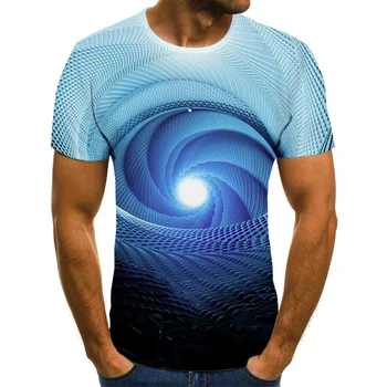 2020 Juoda ir balta dot 3D Atspausdintas vyriški T-shirt Įdomus T-shirt Optinė iliuzija juoda ir balta grafika O apykaklė vyrų 3D T-S