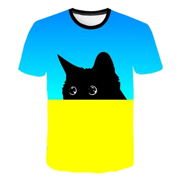 2020 Juokingi Marškinėliai Super Cool Denim Striukė Katė t-marškinėliai vyrams/momen trumpomis Rankovėmis Vasarą 3d spausdinimo Viršūnes gyvūnų Marškinėlius